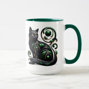 Caneca Gato de Porcelana Preto