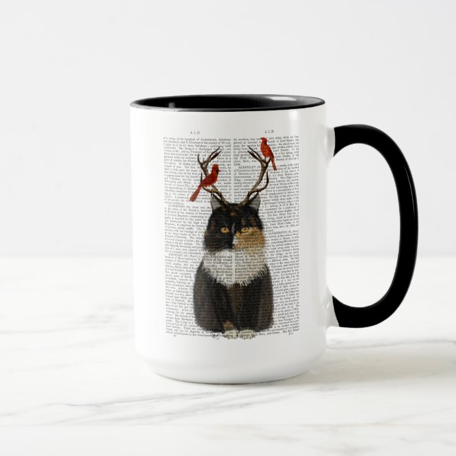 Caneca Gato de Tortoisinferno com Amarradores e Pássaros  (Direita)