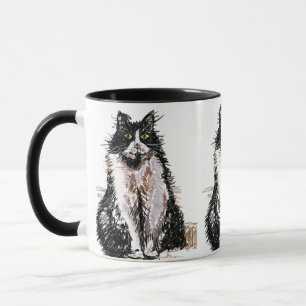 Caneca Gato de Tuxedo Gato Negro Desenho Branco Gatos Mug