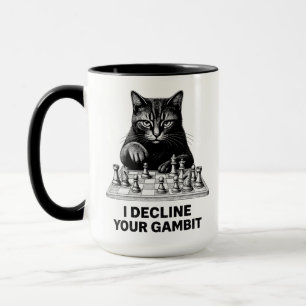 Caneca Gato de Xadrez Recusa Seu Gambito
