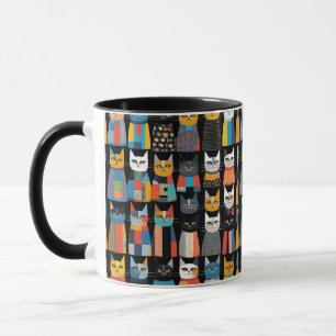 Caneca Gato Divertido de Aquarela Gravata Amante de Gatos