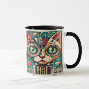 Caneca Gato do Circuito Retrofuturista do meio século