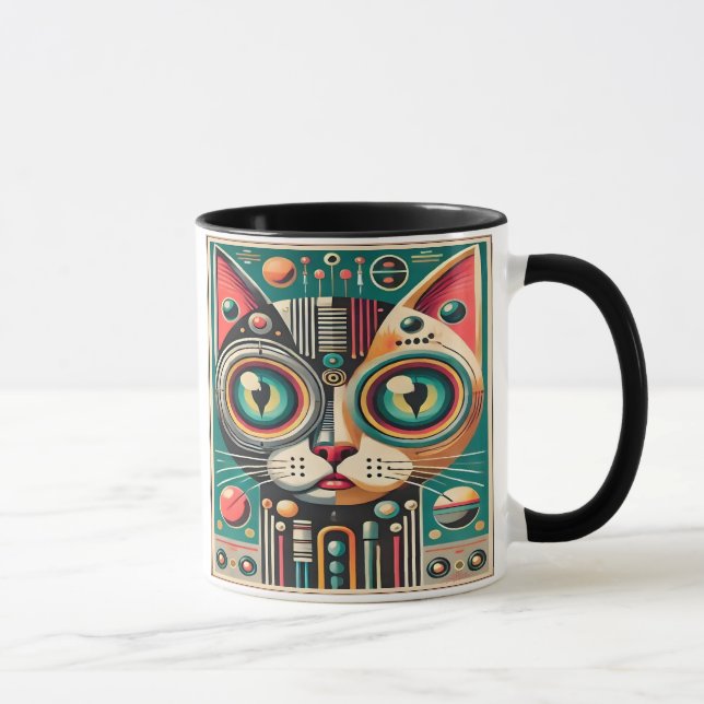 Caneca Gato do Circuito Retrofuturista do meio século (Direita)