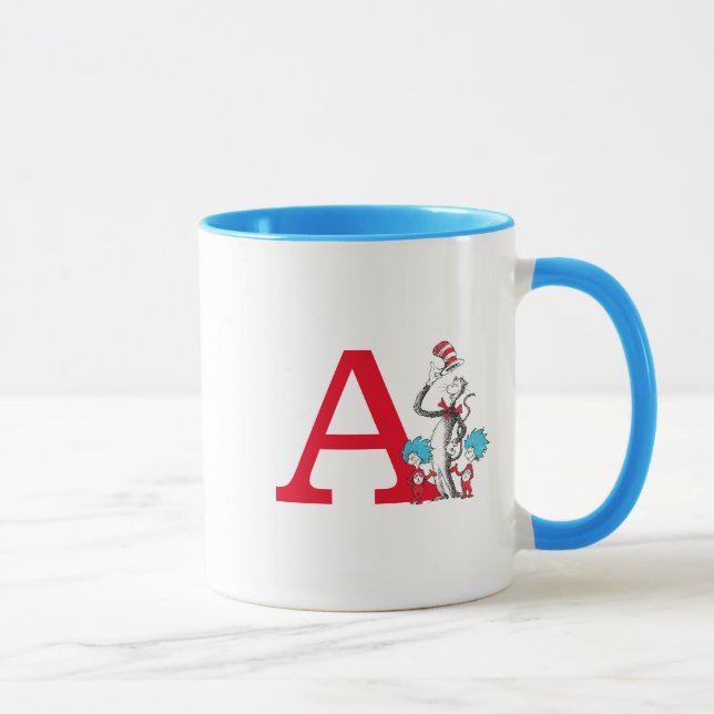 Caneca Gato do Dr. Seuss, Coisa Um Monograma A (Direita)