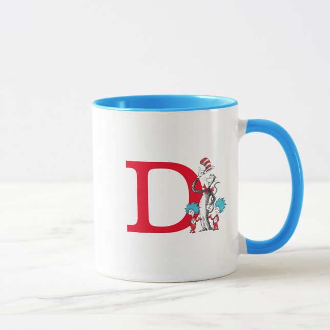 Caneca Gato do Dr. Seuss, Coisa Um Monograma D (Direita)