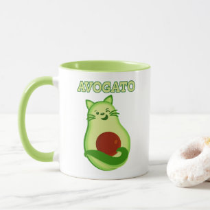 Caneca Gato do gatinho do Keto do abacate que pisc em