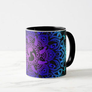 Caneca Gato do hippy da mandala do Henna do zen