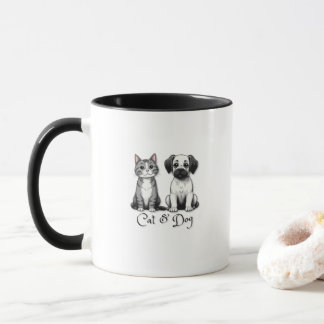 Caneca Gato e Cão Cachorro