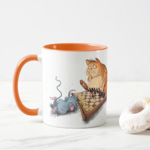 Caneca Gato e Rato Tocando Xadrez