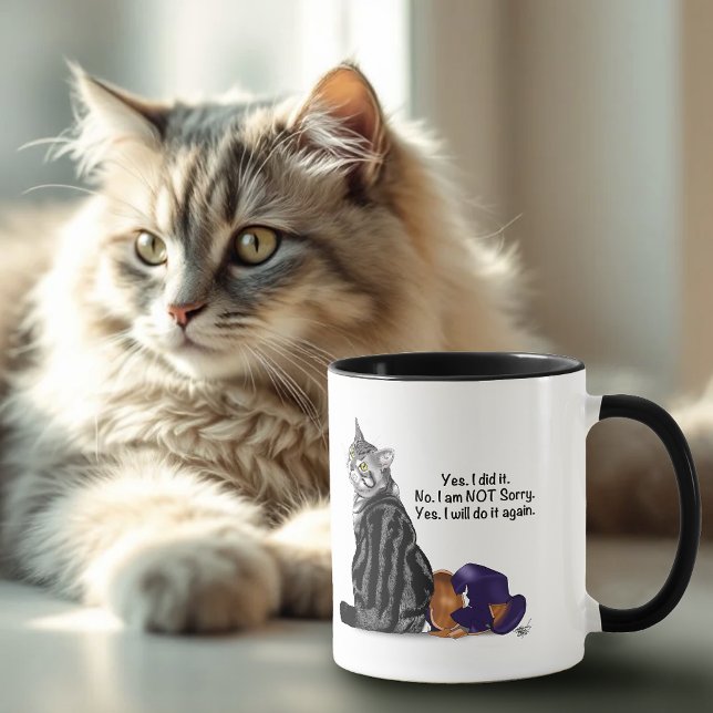 Caneca Gato Engraçado Atitude Sem Remorso Tabby (Criador carregado)