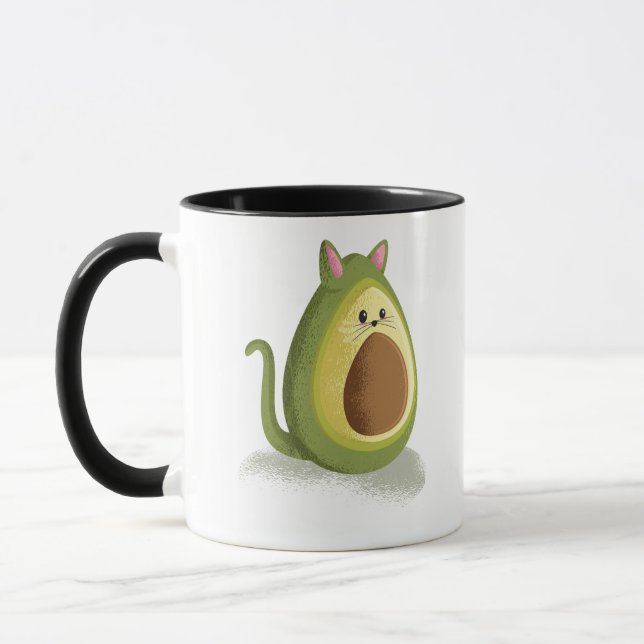 Caneca Gato Engraçado Avocado Engraçado Gráfico de Adoles (Esquerda)