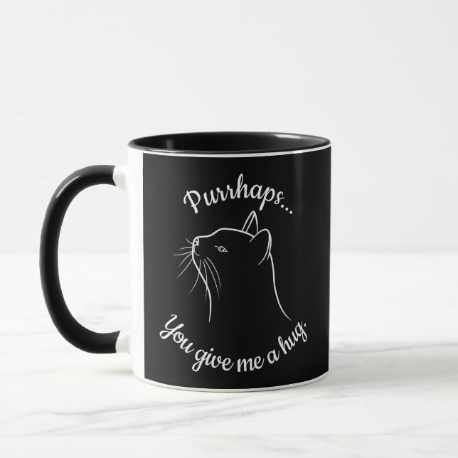 Caneca Gato engraçado bonito, preto e branco (Esquerda)