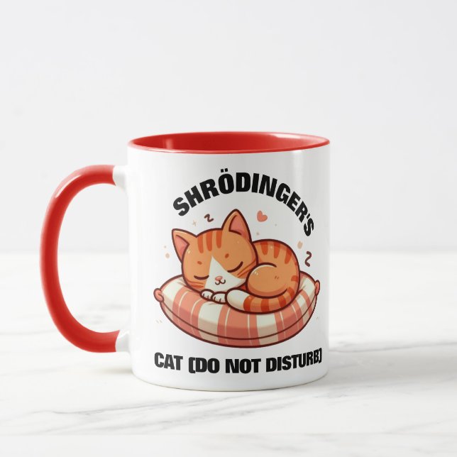 Caneca Gato engraçado de Shrodinger (não perturbe) (Esquerda)
