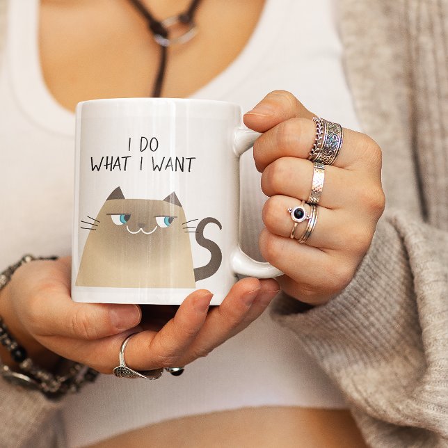 Caneca Gato Engraçado Eu Faço O Que Eu Quero Siamê (Criador carregado)