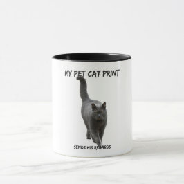Caneca Gato engraçado impressão branco meu gato manda lem