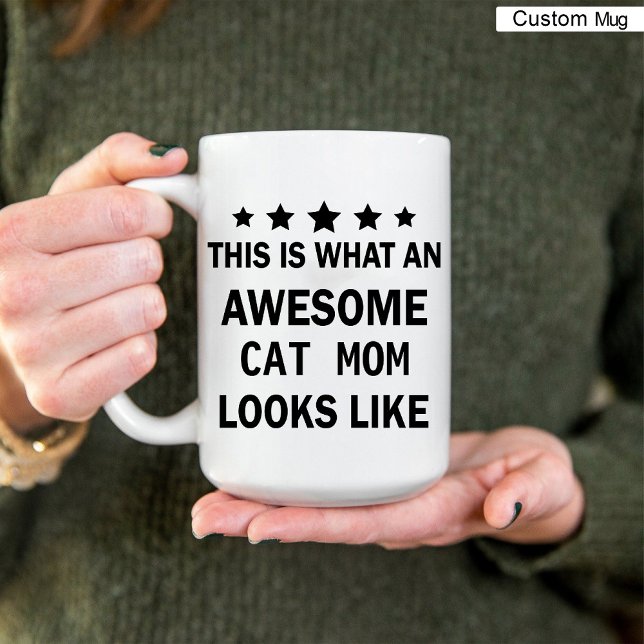 Caneca Gato Engraçado Mãe/Gato Trendente Café (Funny Awesome Cat Mom / Cat Lover Trendy Coffee Mug)