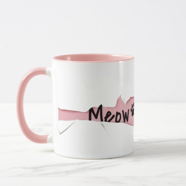 Caneca Gato engraçado “Meow” com design de óculos (Esquerda)