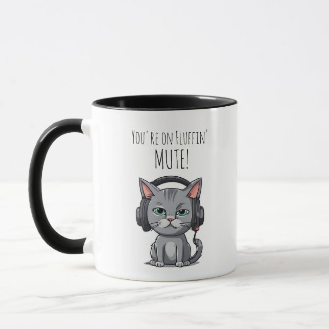 Caneca Gato Engraçado - Trabalhe em casa - Você está com  (Esquerda)