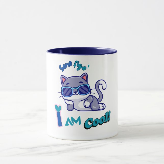 Caneca Gato engraçado Vestindo óculos de sol Eu estou Leg (Centro)