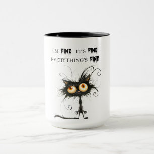Caneca Gato Estressado Estou Bem Tudo Bem