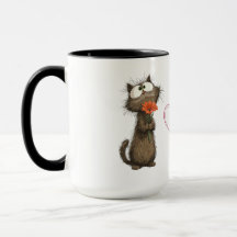 Caneca Gato Fofinho segurando uma Flor Engraçado C