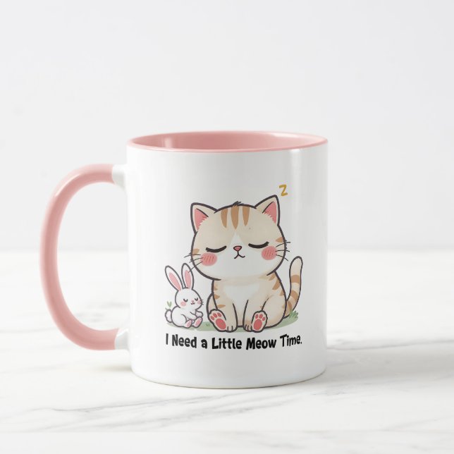 Caneca Gato Fofo e Coelho "Preciso de um Tempinho de Miad (Esquerda)