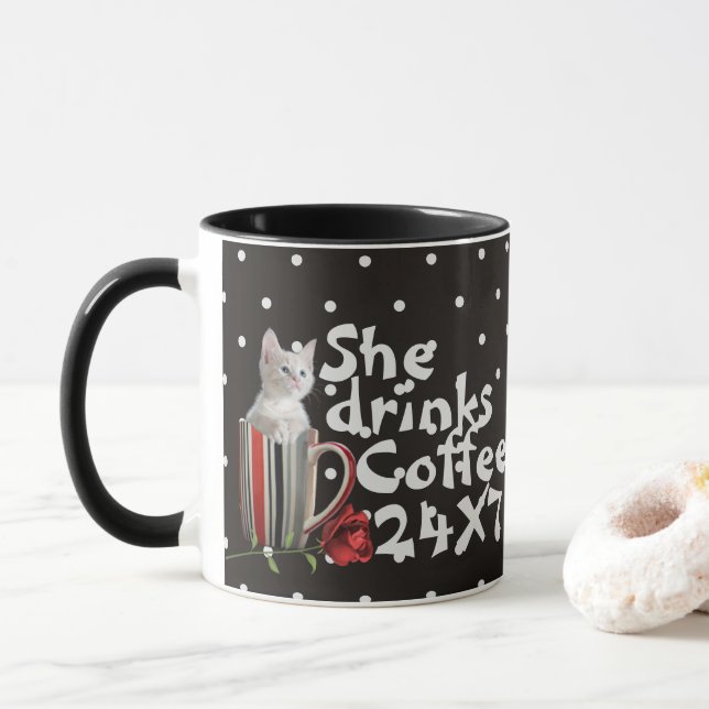 Caneca Gato Gato Gato Gato Gato Gato Adormecido (Com Donut)