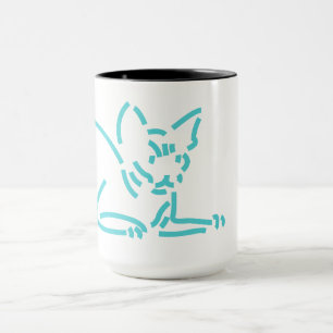 Caneca Gato Geométrico Abstrato Construção de Linha Sim