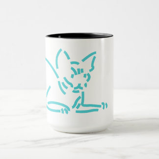 Caneca Gato Geométrico Abstrato | Construção de Linha Sim