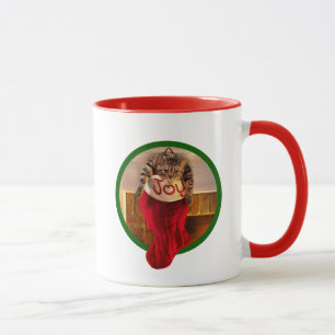 Caneca Gato gordo na meia do Natal