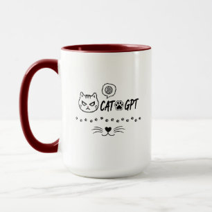 Caneca Gato GPT AI Engraçado Pixel Gato / Citação de Tecn