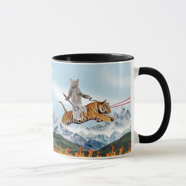 Caneca Gato Guerreiro Dirigindo Um Tigre (Direita)