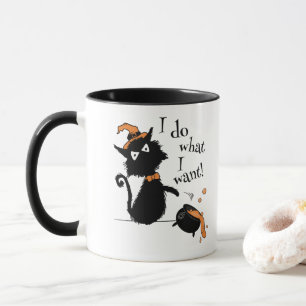Caneca Gato Halloween E Caldron - Eu Faço O Que Quero!