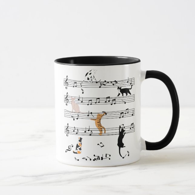 Caneca Gato Jogando Música De Nota, Presente De Gato Malv (Direita)