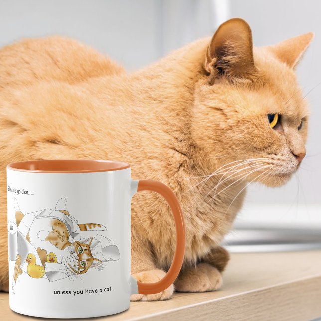 Caneca Gato Laranja Gengibre Papel Higiênico Verde Divert (Criador carregado)