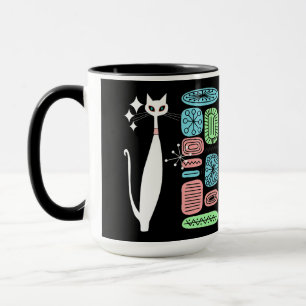 Caneca Gato legal moderno do meio século atômico retro da
