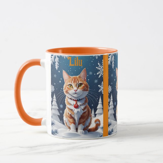 Caneca Gato Lilu de Natal Personalizado Ginger Winter (Esquerda)
