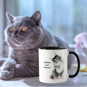 Caneca Gato Maine Coon Engraçado e Fofo Humor Verde