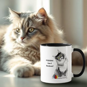 Caneca Gato Maine Coon Engraçado e Fofo Humor Verde