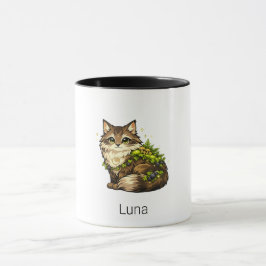 Caneca Gato Maine Coon Fofo Nome Personalizado Duas-Tons