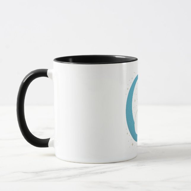 Caneca Gato Místico no Céu Noturno da Lua Azul (Esquerda)