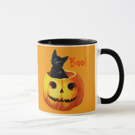 Caneca Gato na Abóbora Vintage Halloween Coffee Mug