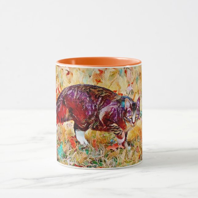 Caneca Gato na Taça Colorida de Arte (Centro)