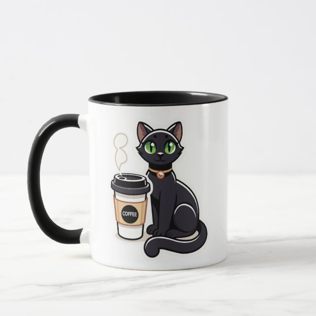 Caneca Gato Negro Amante de Café (Esquerda)