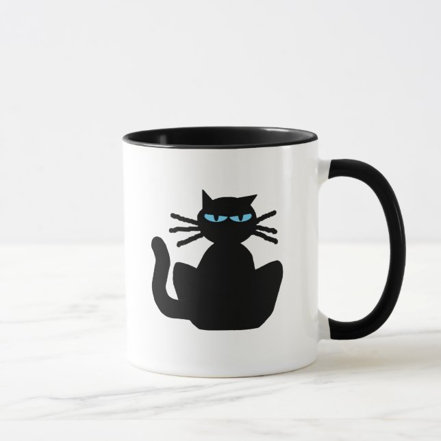 Caneca Gato Negro Assustador com Cartografia de Olhos Azu (Direita)