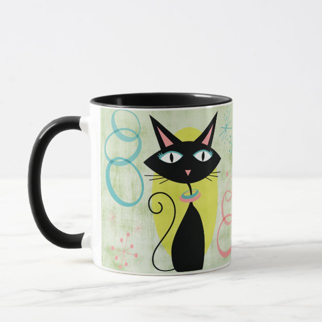 Caneca Gato Negro Atômico Moderno do Século Médio (Esquerda)