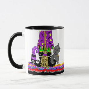 Caneca Gato Negro, Bruxa e Broom da Bruxa