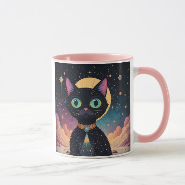 Caneca Gato Negro Cósmico de Futuro Atômico à Lua (Direita)