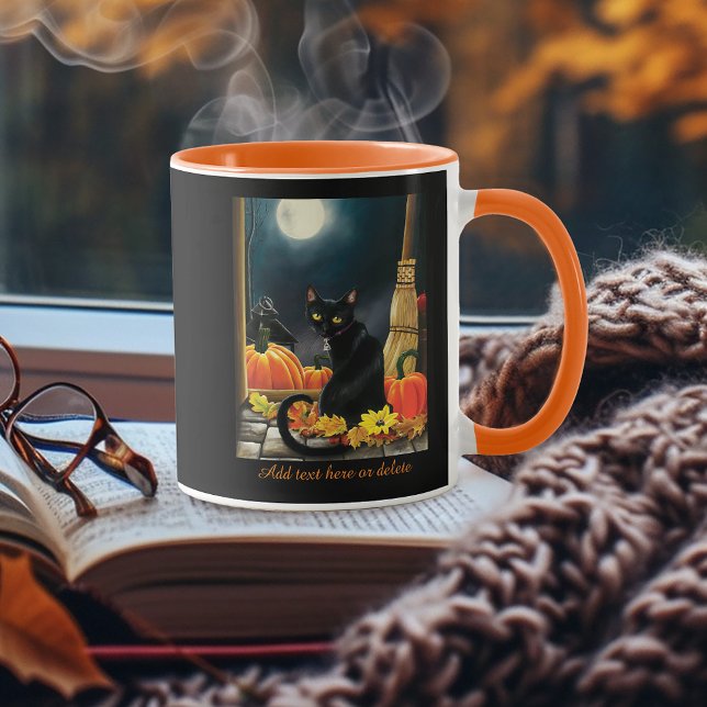 Caneca Gato Negro de Halloween (Criador carregado)