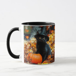 Caneca Gato Negro e Abóbora do Halloween